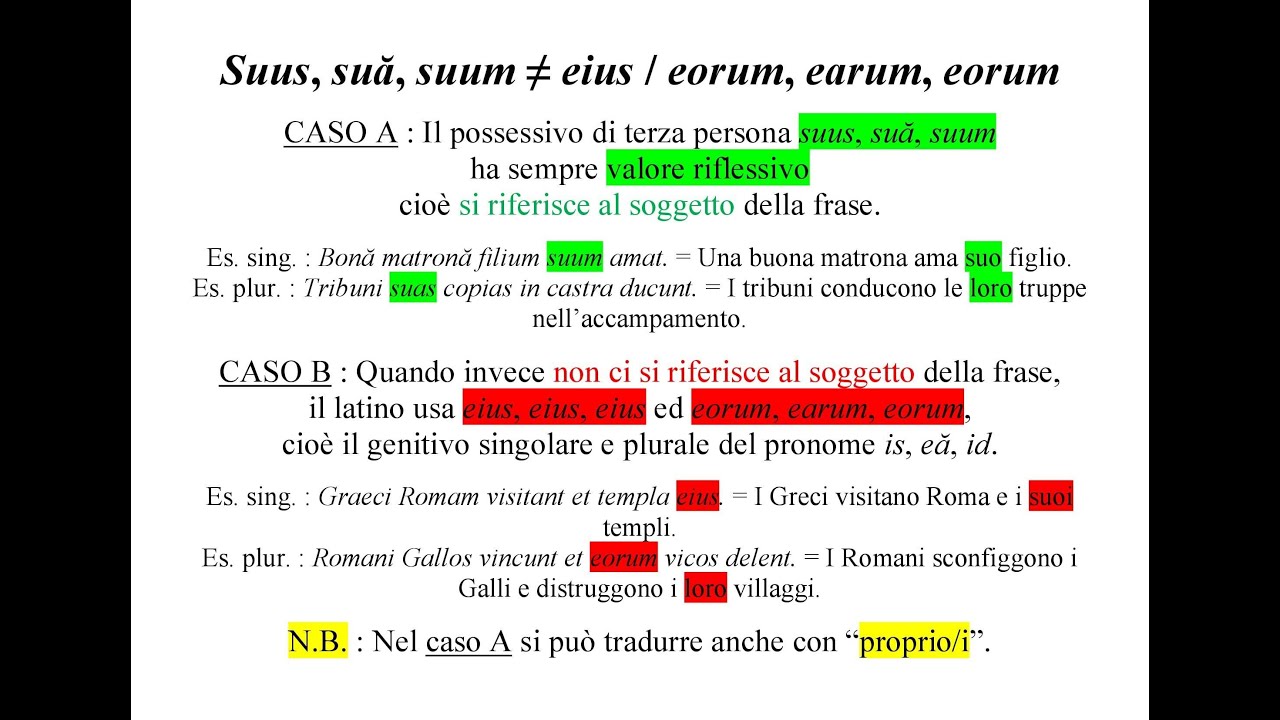La differenza tra suus, sua, suum ed eius, eius, eius / eorum, earum, eorum spiegata in 9 minuti!