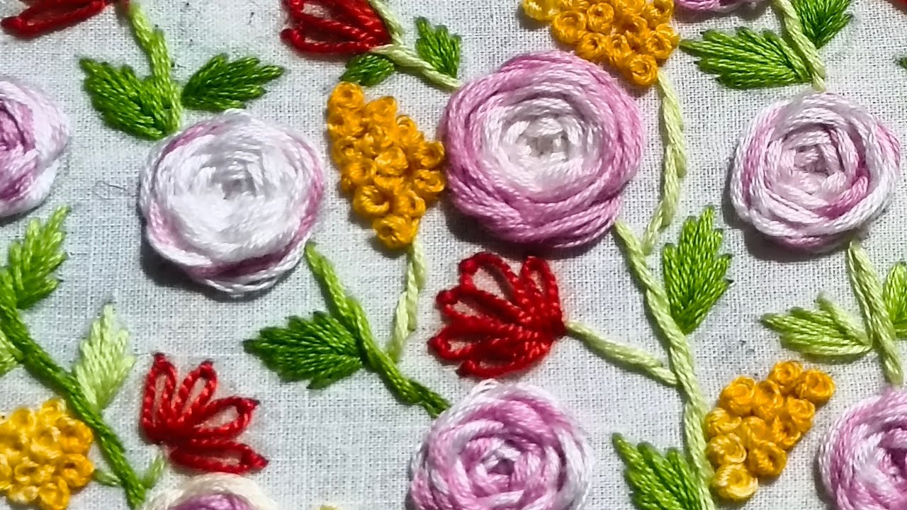 beautiful flowers design hand embroidery welcome to my live stream Rani Nishayy||