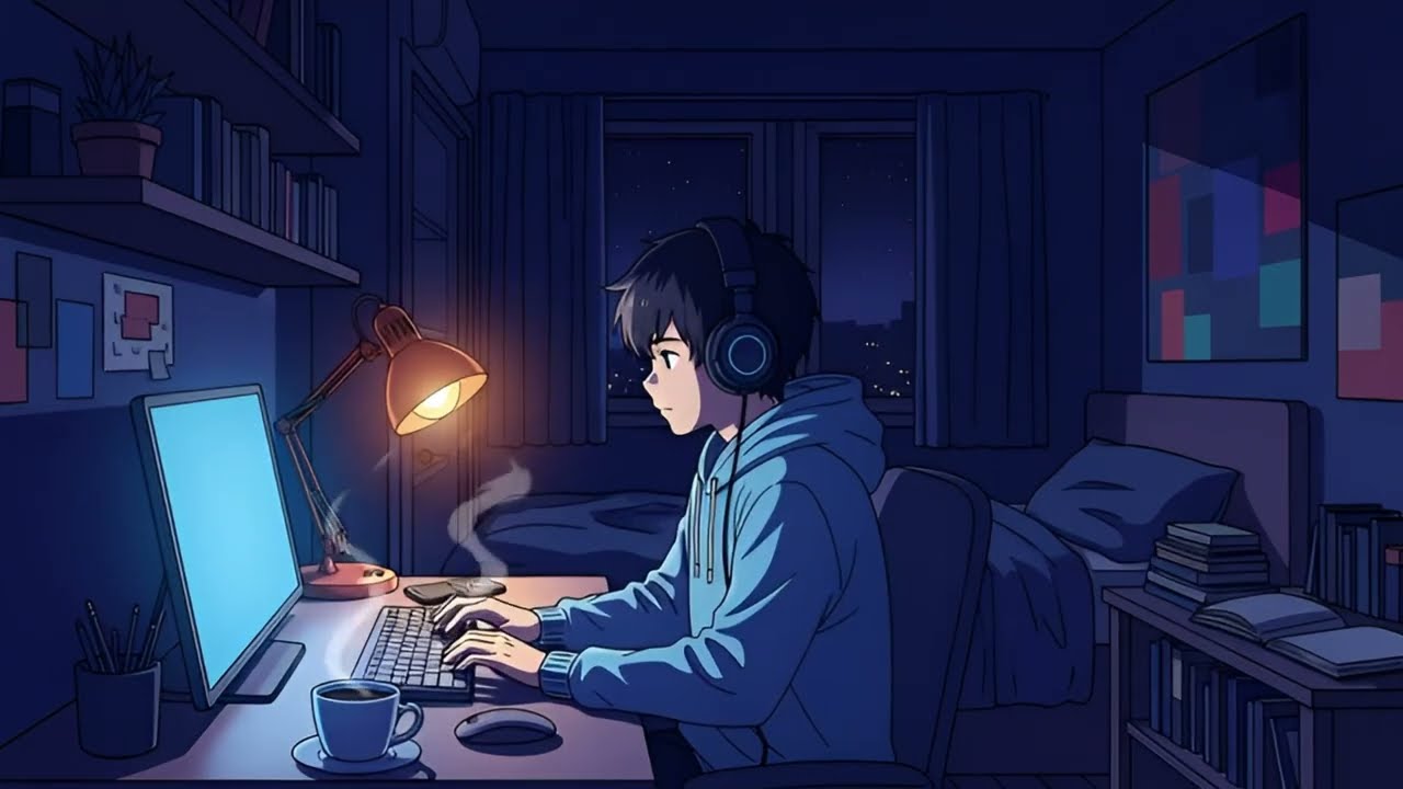 Rain Outside, Calm Inside 🌙 Cozy Lofi Café Ambience