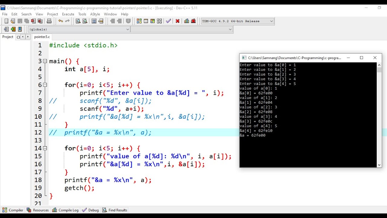 67. C Programming For Beginner: Array And Pointer | Khmer Computer Knowledge