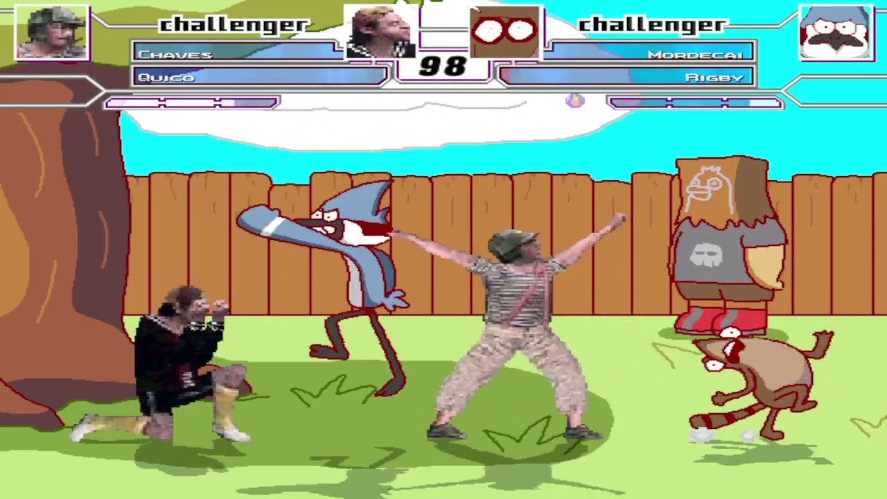 CHAVEZ & QUICO vs MORDECAI & RIGBY IN PHINEAS & FERB BACKYARD