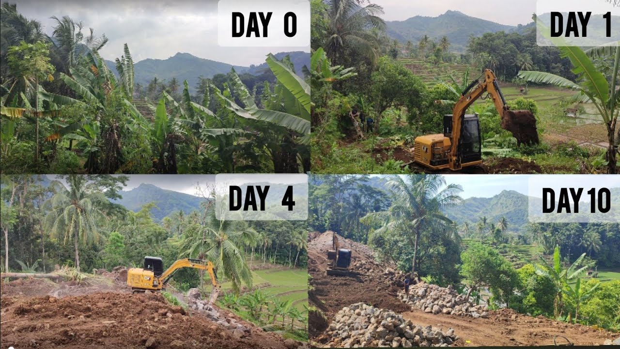 10 Hari Excavator Membuka Jalan Lahan Penambangan Batu dan Pasir Tradisional