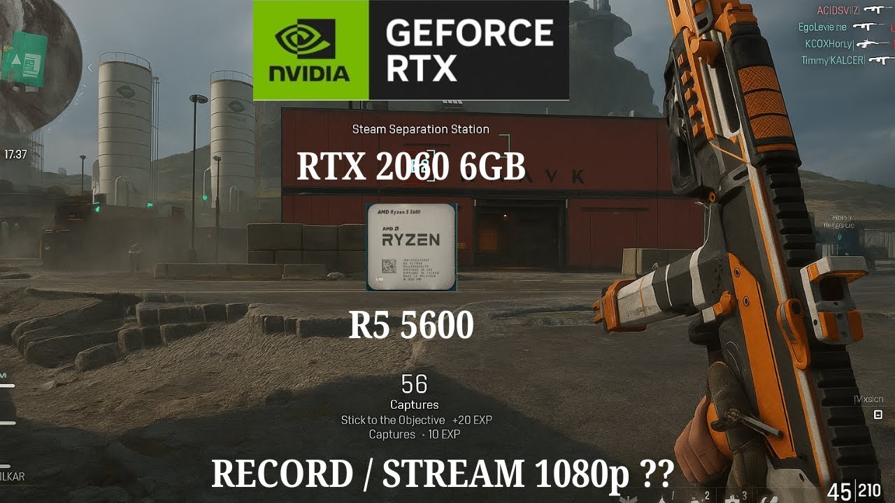 Ryzen 5 5600 || RAM 16 GB 3200 MHz || RTX 2060 6 GB || Run Delta Force + Recording 1440p