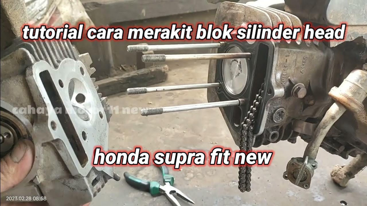 tutorial cara merakit blok silinder head Honda Supra fit new