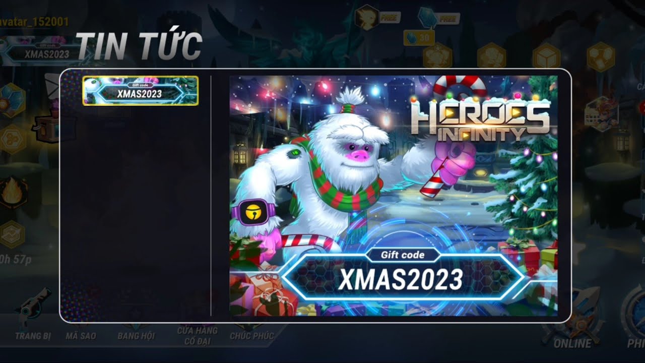 Gift code for Christmas and The Miho 's appearance._ Heroes infinity.