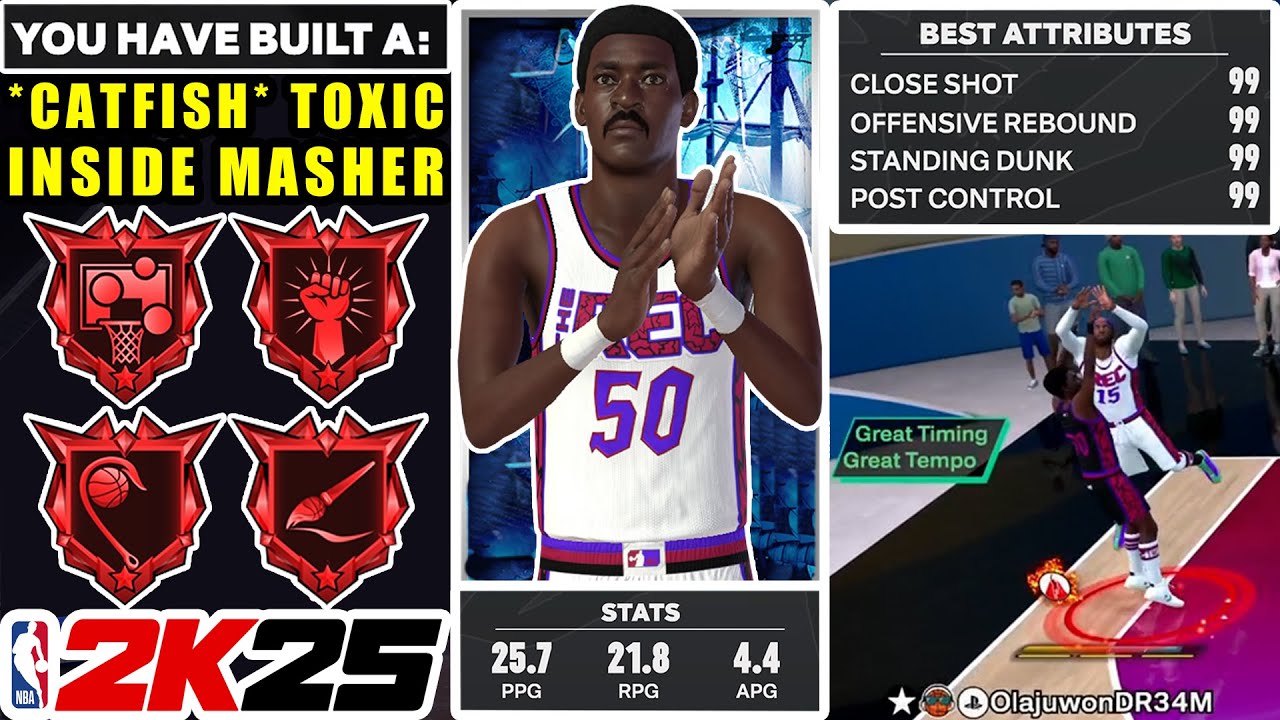 THE MOST TOXIC CATFISH 7'3 CENTER BUILD ON NBA 2K25! 99 DUNK 99 CLOSE SHOT 99 POST CONTROL 99 REB!