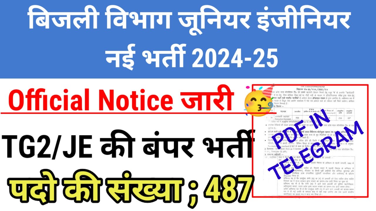 RVUNL JE New Vacancy 2024 || UPPCL JE New Vacancy 2024 || UPPCL TG2 New Vacancy 2024