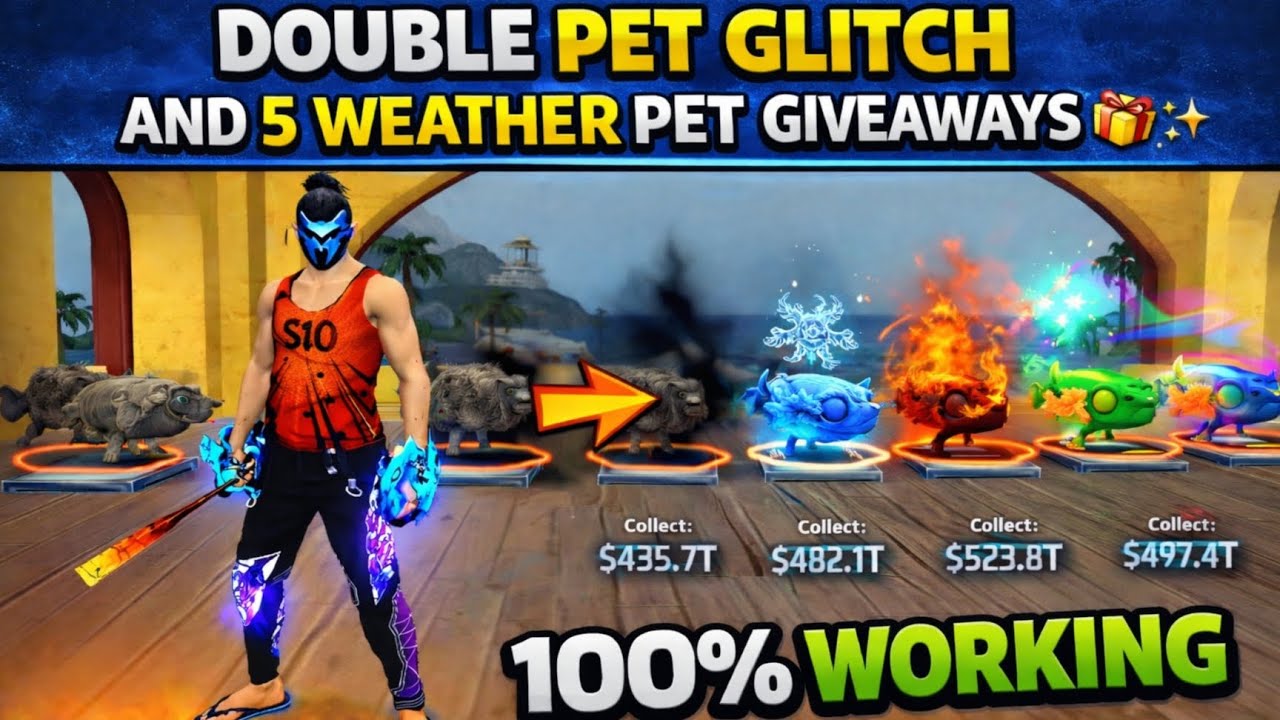 NEW DOUBLE PET GLITCH AND GIVEAWAYS 🎁✨100% WORKING 🤯 ALL WEATHER PET 😱 | STEAL A PET FREE FIRE