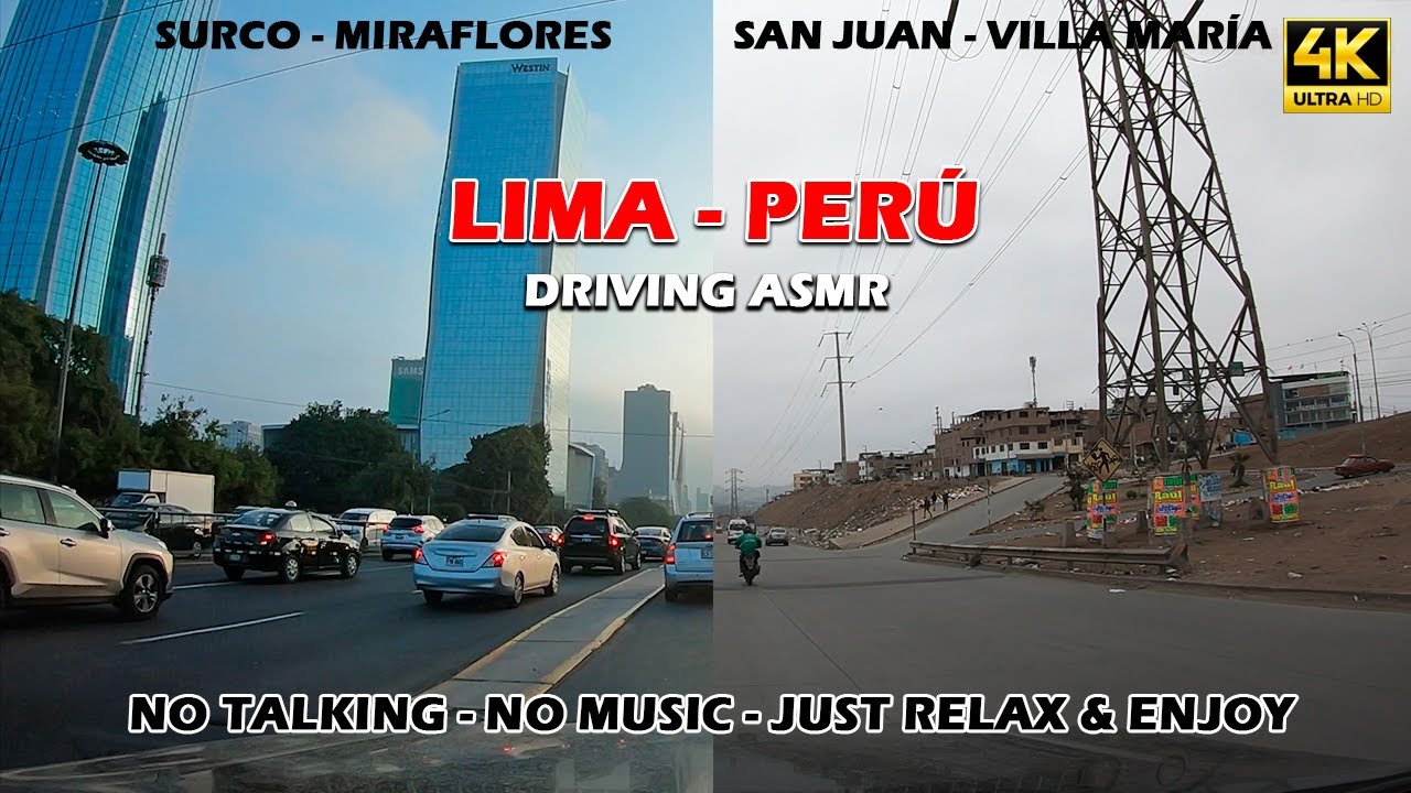 Miraflores to Villa María del Triunfo Lima Peru - Driving ASMR 4k60fps