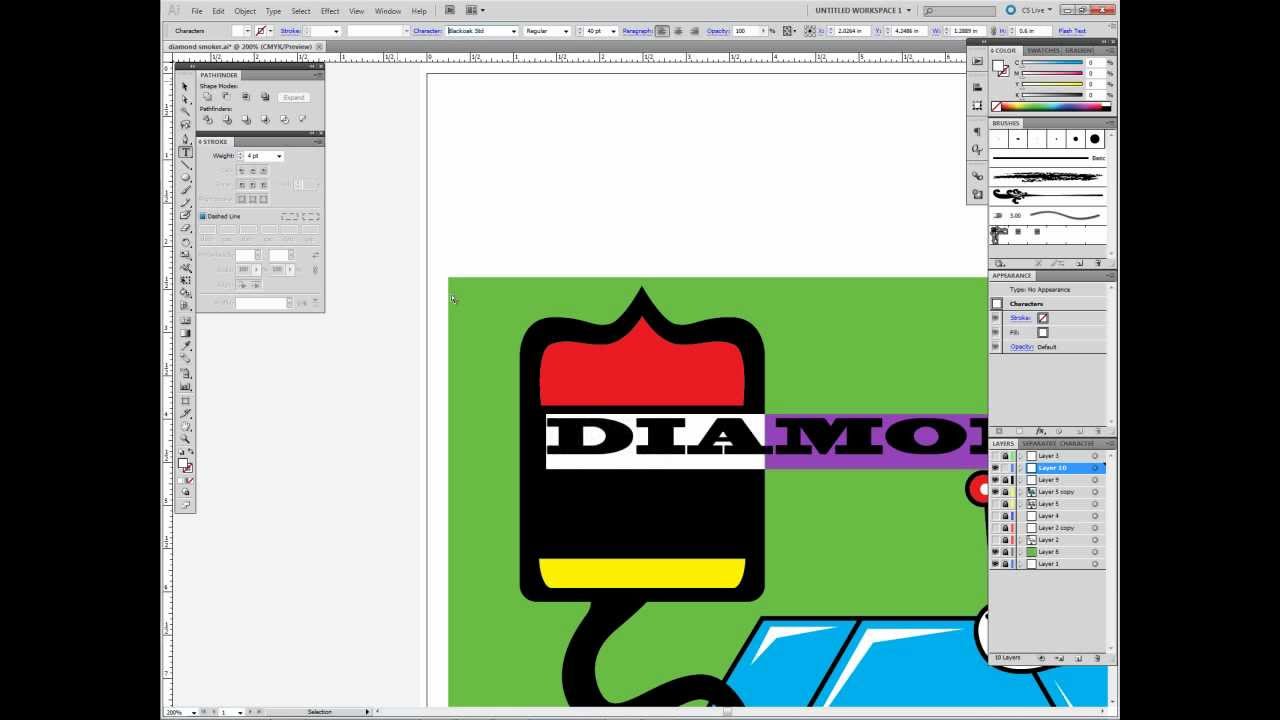Smoking Diamond character design in Adobe Illustrator CS5- Swiftyspade