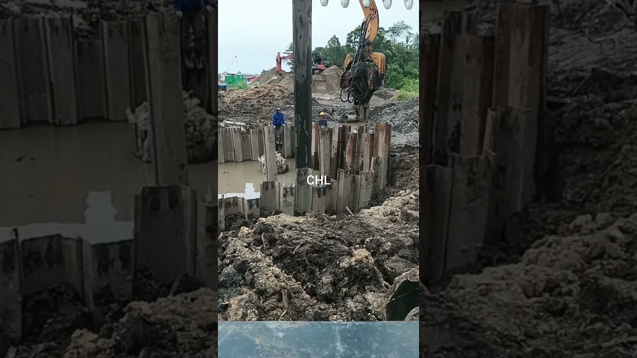 Excavator vibro site pile @excavator-98-y5n 