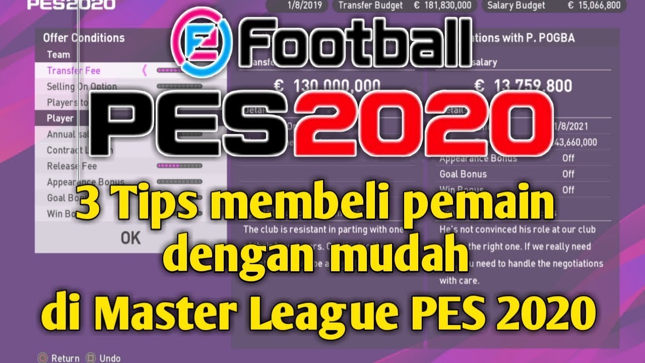 3 Cara mudah negosiasi pemain di Master League PES 2020