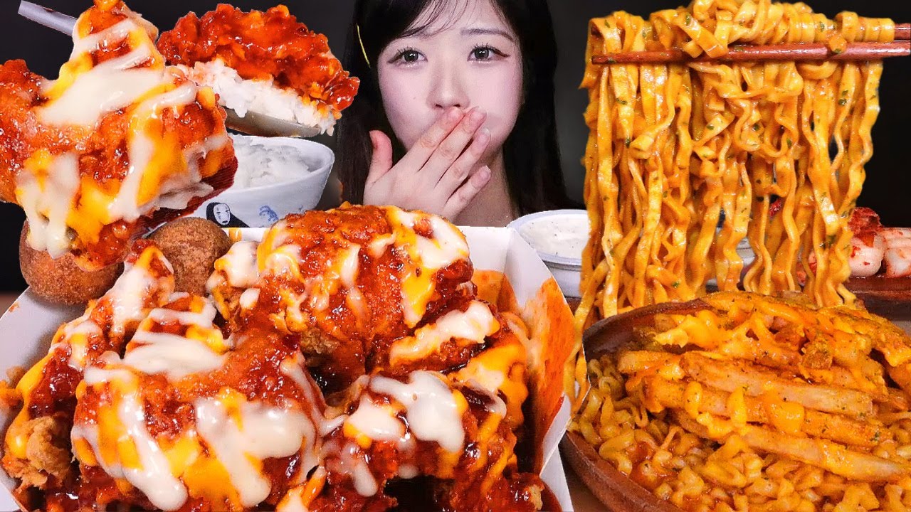 이 조합 웨 안 먹어오?🔥핫치즈빅싸이순살 까르보불닭 치즈뿌치감자 치밥 먹방 리얼사운드 HOT CHEESE SPICY CHICKEN SPICY NOODLES MUKBANG ASMR