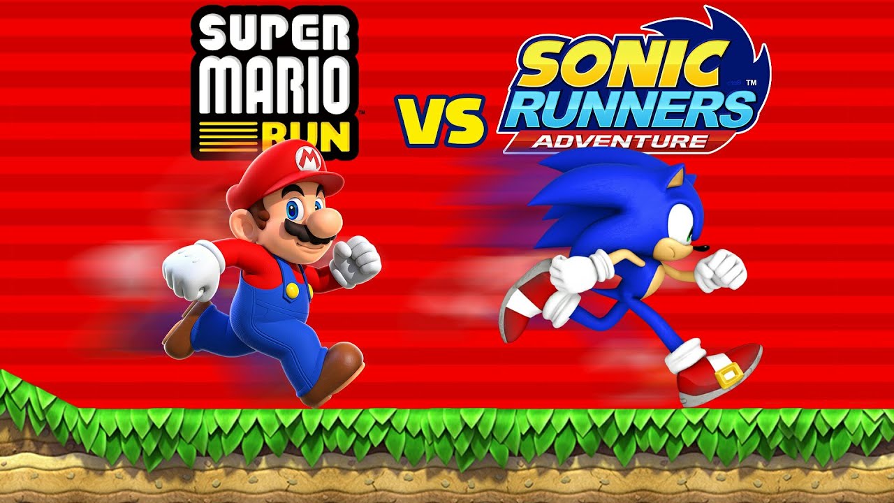 Super Mario Run vs Sonic Runners Adventure [60fps]