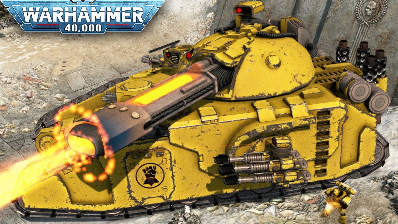 Imperial Fists & GLAIVE SUPER-HEAVY TANK vs Chaos Invasion - Men of War: Warhammer 40k Mod