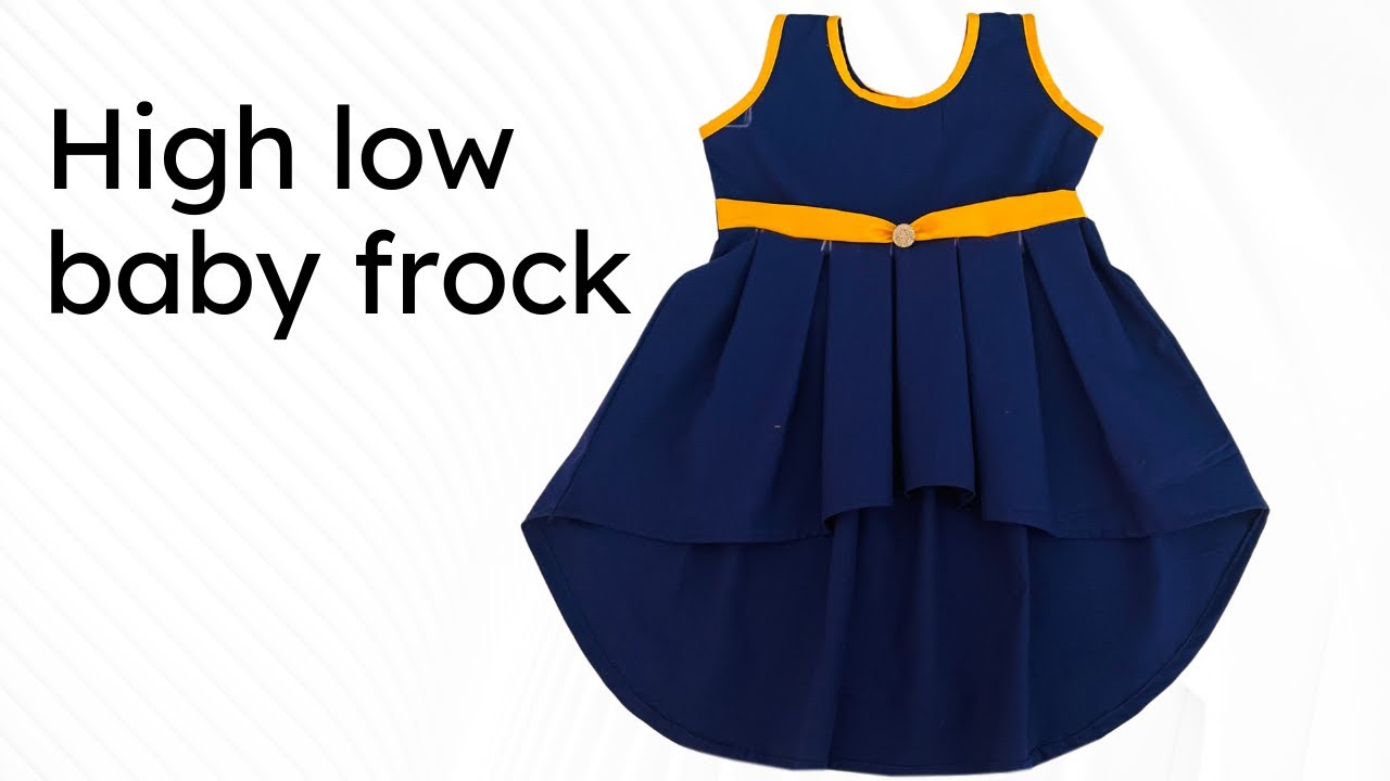 High Low Baby Frock Cutting and Stitching, Box Pleated Baby Frock