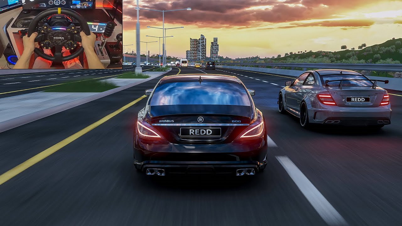 Brabus CLS63 AMG & Mercedes C63 AMG Street Racing! - Assetto Corsa | Moza R16