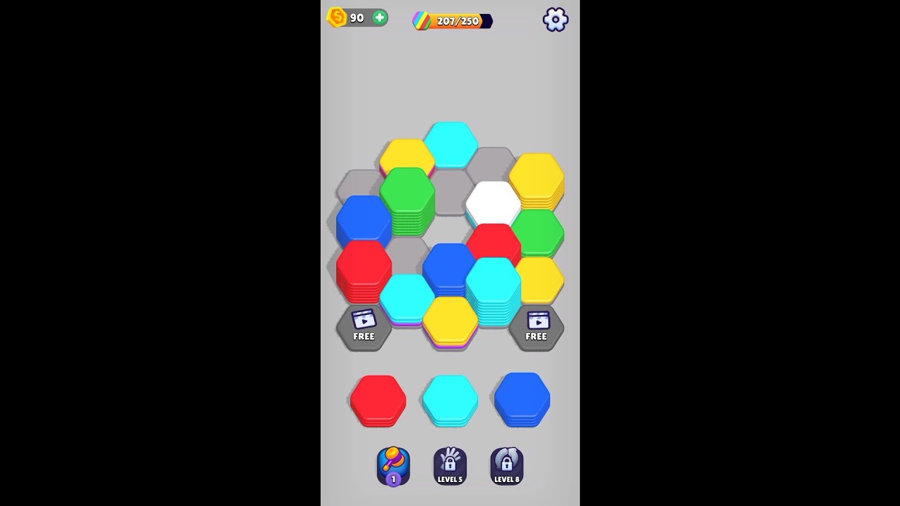 Hexa Sort (-by Lion Studios Plus) - free offline puzzle game for Android and iOS - gameplay.