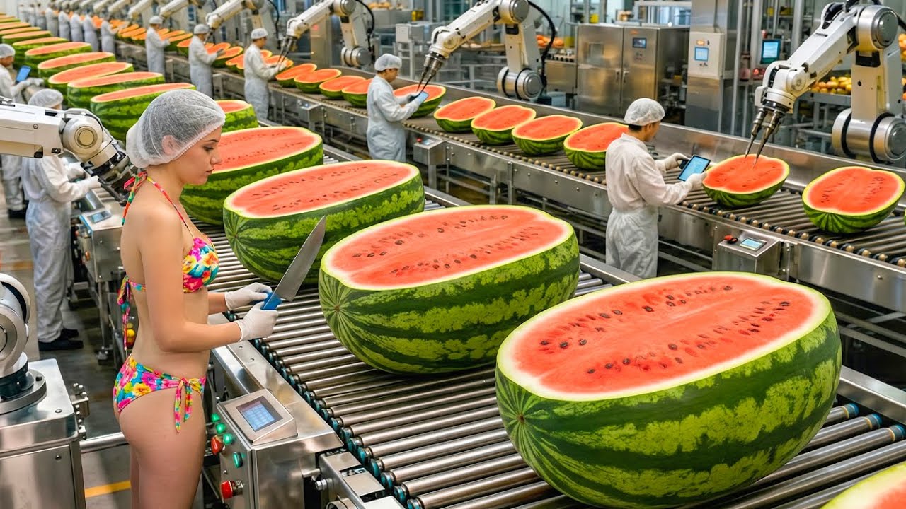 Inside a High-Tech Food Factory: Transforming Watermelon into Premium Drinks (Full Process)