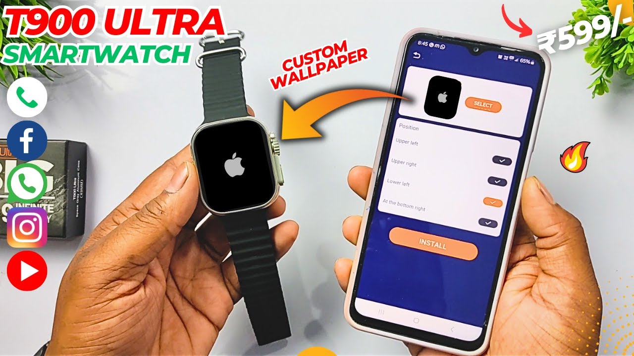How To Set Custom Wallpaper In T900 Ultra Smartwatch? | Best Ultra Smartwatch ₹699 Only 😍🔥