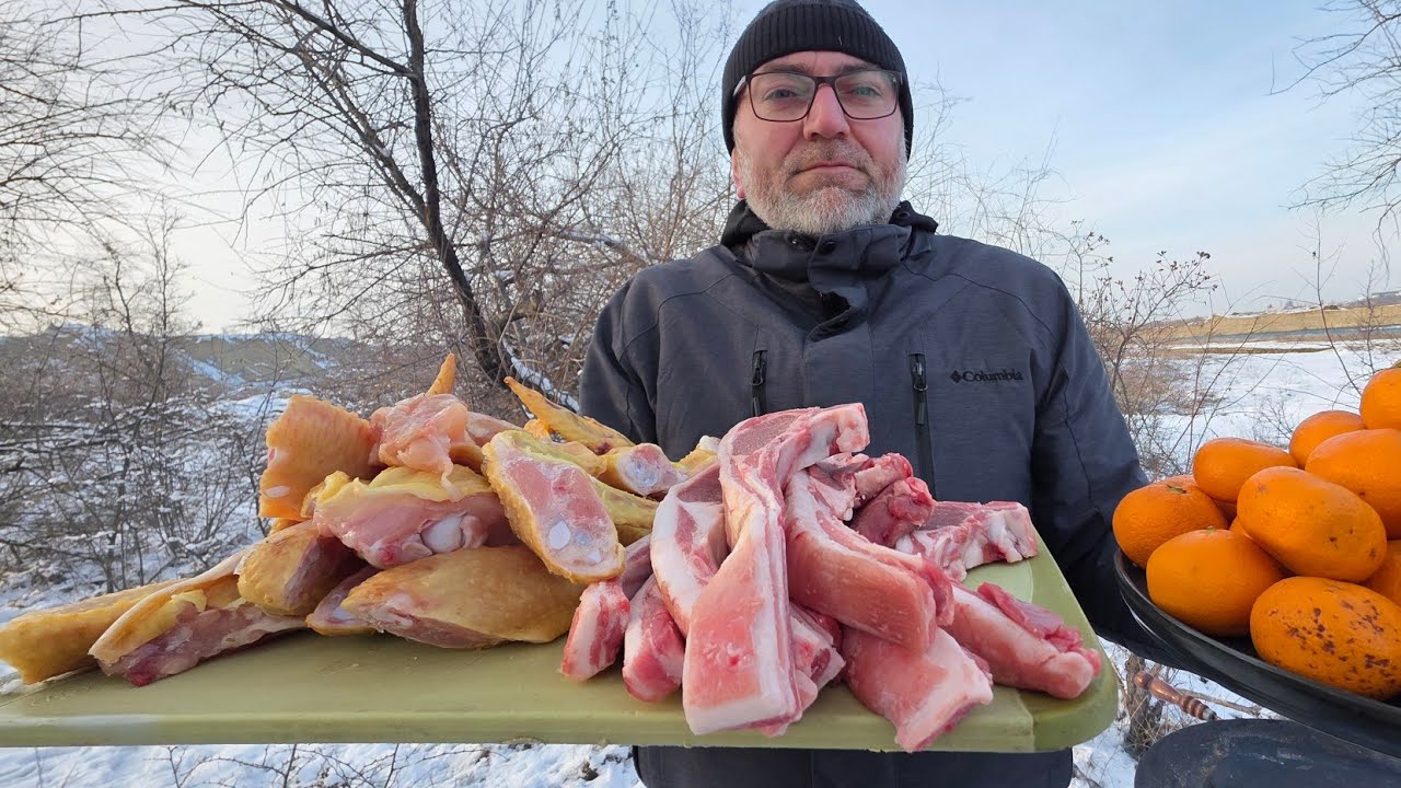 Приготовил каре Ягненка и крылышки  на РЕКЕ СУЛАК!!!