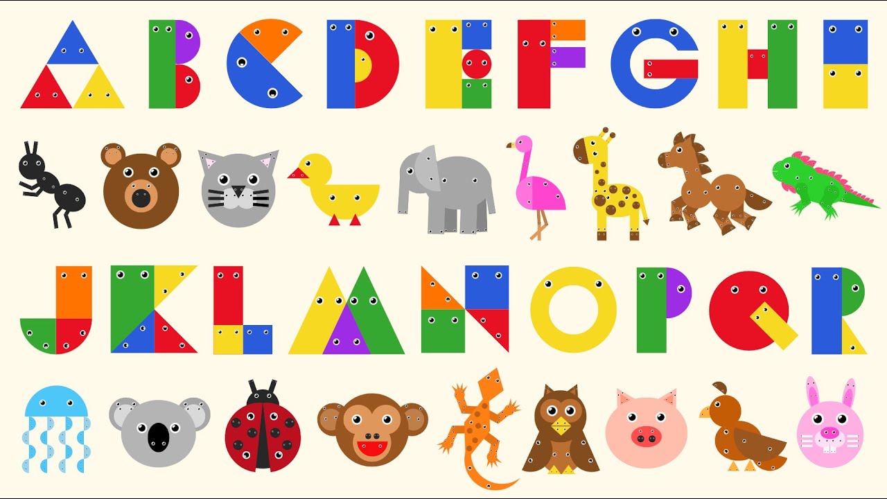 ABC Song with Shapes and Animals | Build Letters with Fun Learning