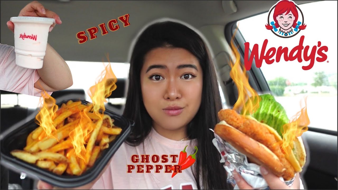 Trying Wendy's **NEW** Ghost Pepper Chicken Sandwich & Fries & Strawberry Frosty!