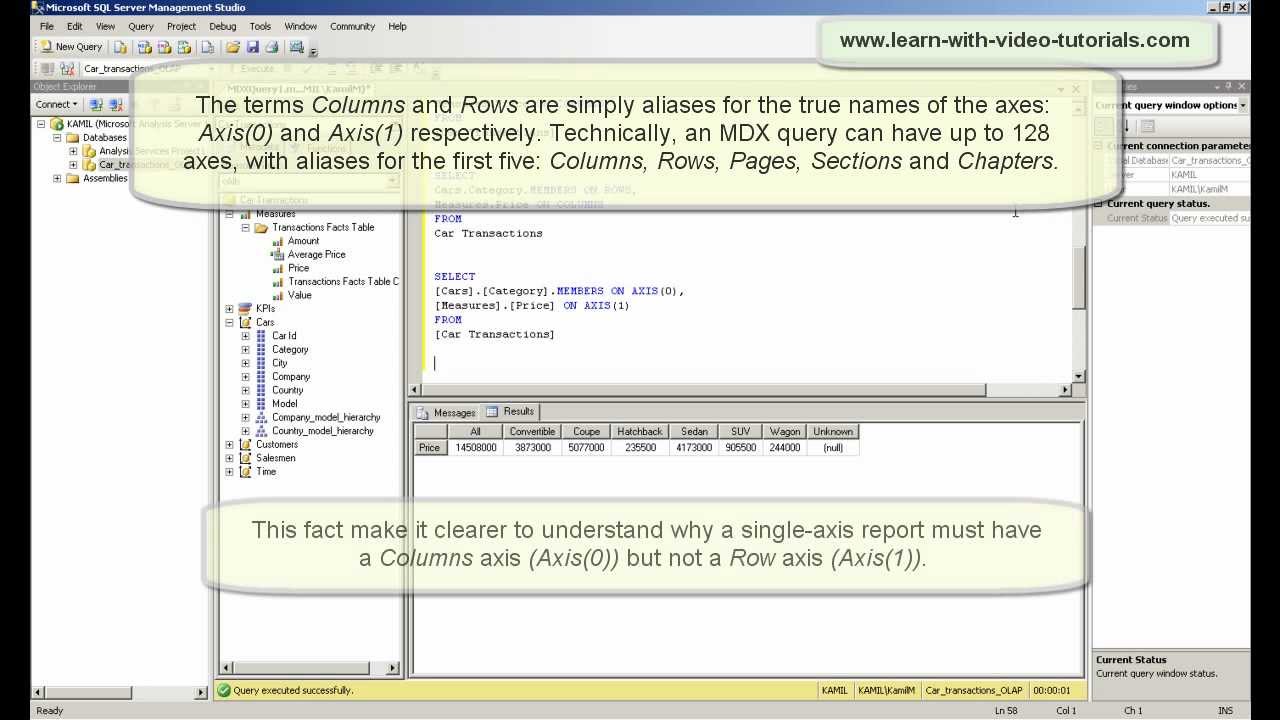 Учебник по MDX, введение в многомерные выражения