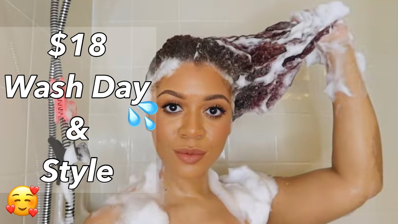 Affordable Wash Day & Simple Protective Style To Last The Week | $18 Wash Day and Natural Hair Style