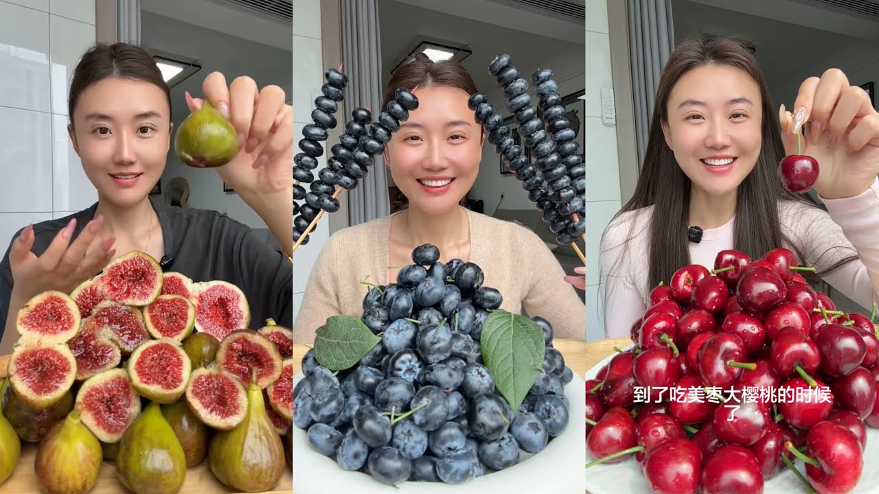 FRUITS PARTY 🍒🫐🍓 | BLUEBERRY , STRAWBERRY ,  CHERRY , FIG | SATISFYING SWEET FRUITS 