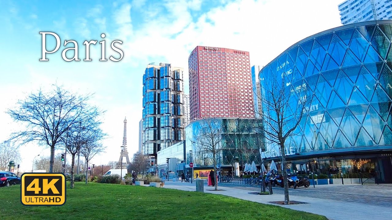 Paris France, Walking around Beaugrenelle -  Île aux Cygnes - Pont de Bir Hakeim [4K UHD]