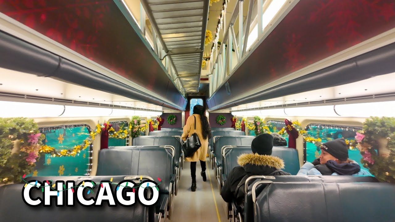 CHICAGO Christmas 2024 ✨ Metra Holiday Train From South Shore Station To Downtown Chicago | 4k