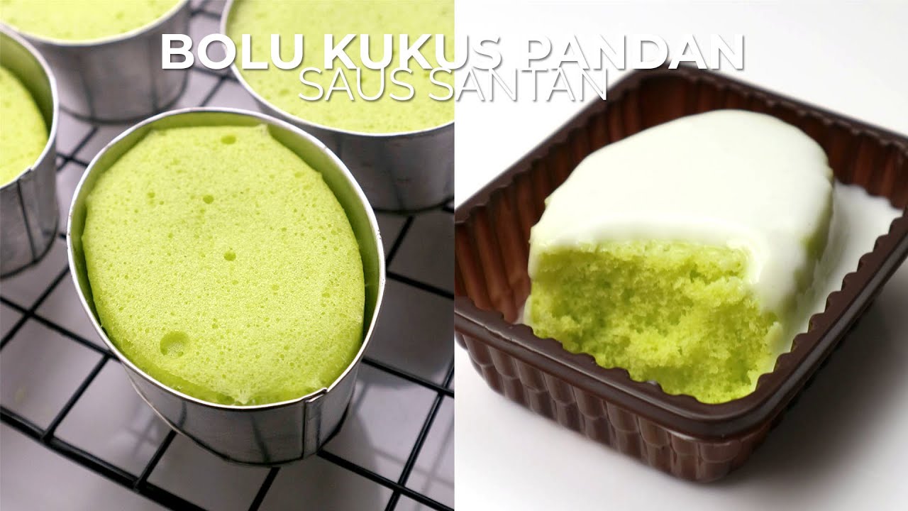 BOLU KUKUS PANDAN LEMBUT DISIRAM SAUS SANTAN GURIH // PANDAN STEAMED CAKE WITH COCONUT MILK SAUCE