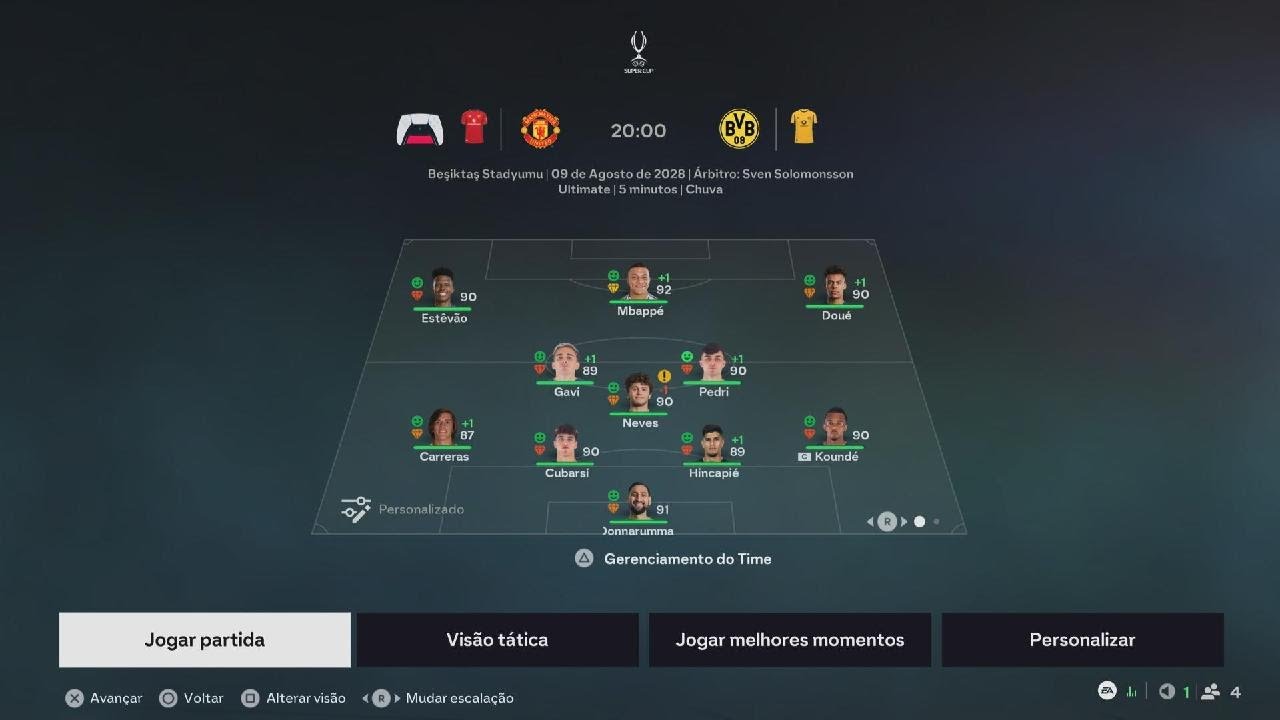 UEFA Super cup - Manchester United x Borussia Dortmund - PS5 - Ultimate difficult - Career mode
