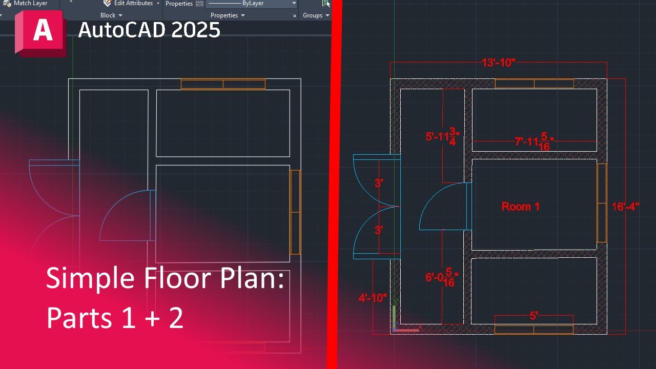 Создание простого плана этажа — AutoCAD 2025 (полное видео!)
