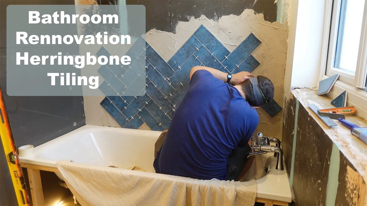 Renovating a family bathroom - Herringbone Tiles #diy #selfbuild #howto #diytips #tileshop