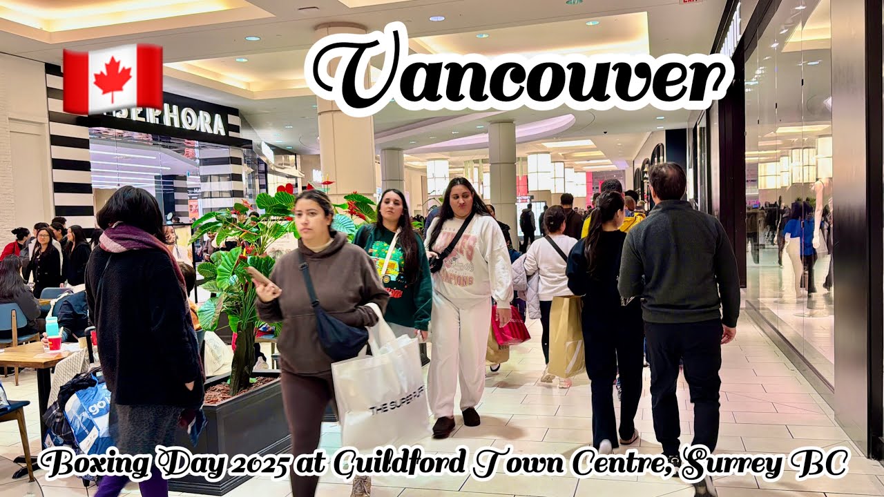 🌨️🛍️Boxing Day,The biggest Shopping mall,Guildford Town Centre,Surrey BC/Relaxing Walk,Travel 🇨🇦