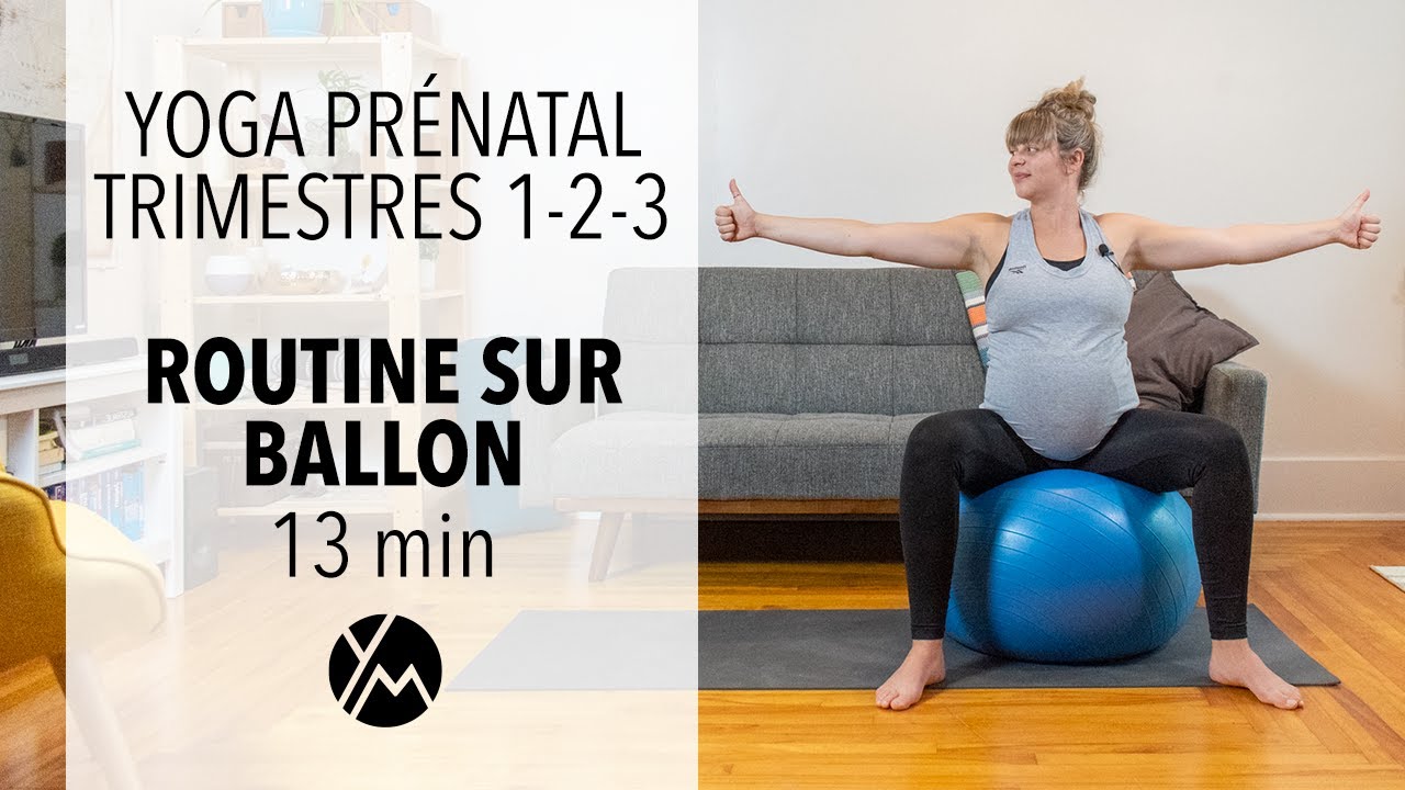 Yoga prénatal - Trimestres 1-2-3 - Routine sur ballon - 13 min - Yoga avec Midorie (en français)