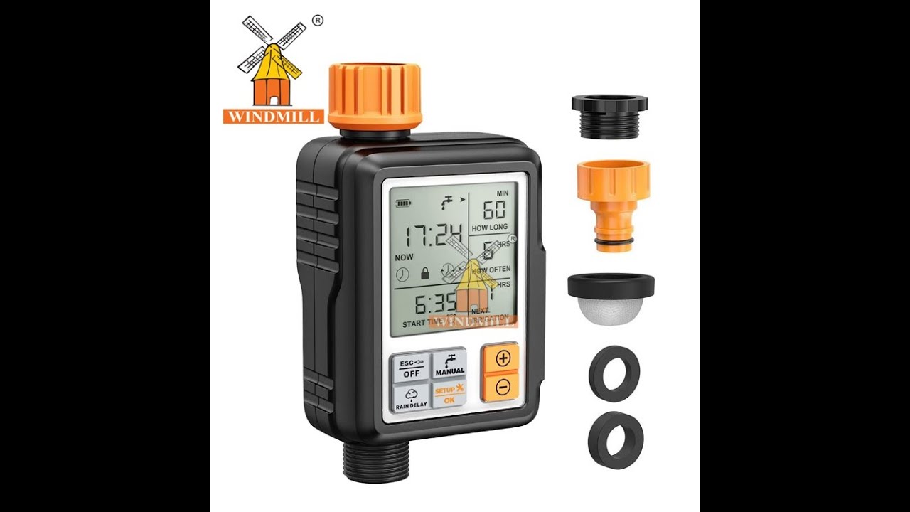 Orange digital irrigation timer