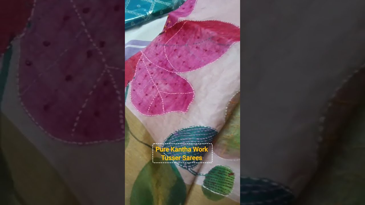 Pure Kantha Work Tusser Sarees | Available With Best Prices | Sandhya Silks Tenali #puretussersaree