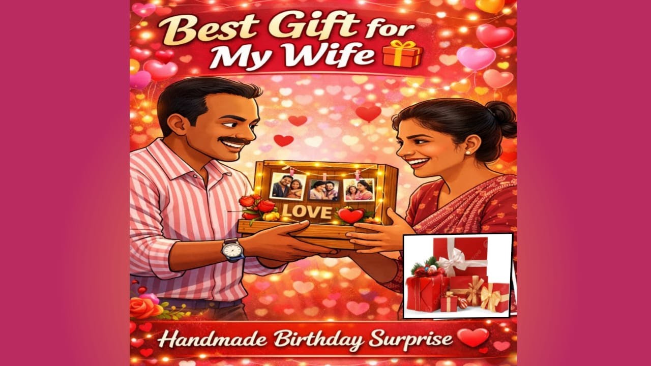 “Best Birthday Surprise for My Wife 🎁 | Handmade Crate Photo Frame Gift”