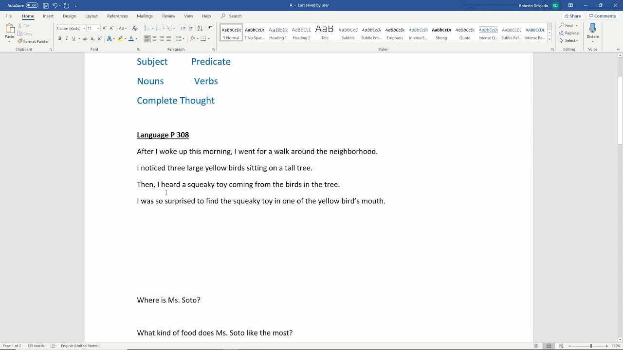 Answering in Complete Sentences