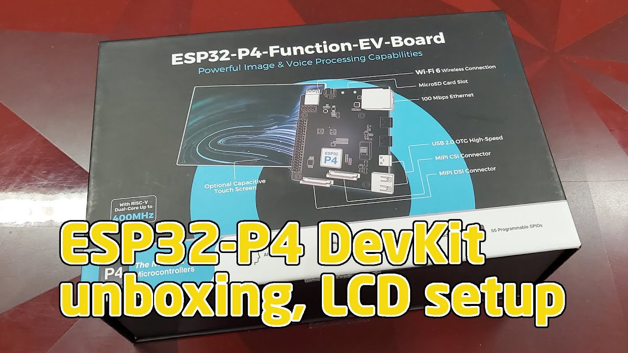 Распаковка платы ESP32-P4-Function-EV-Board и демонстрация LVGL