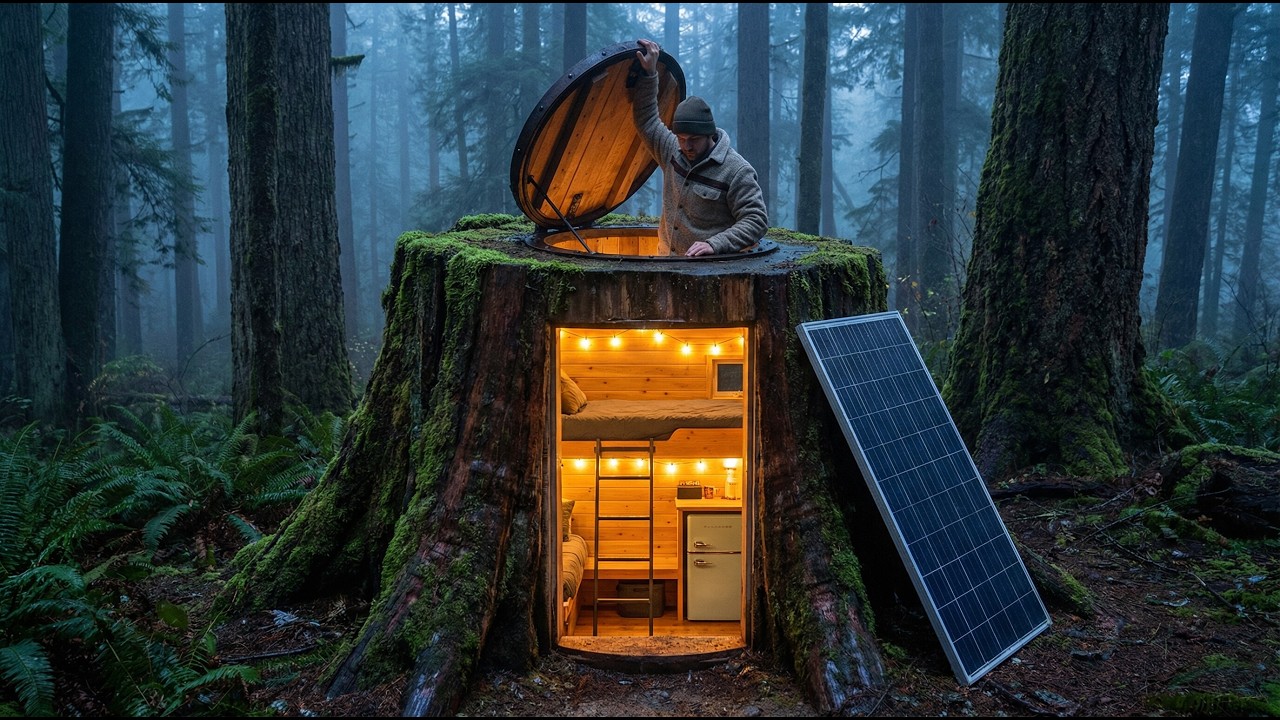 Secret Underground Modern Shelter Built in the Wilderness | Silent ASMR Survival