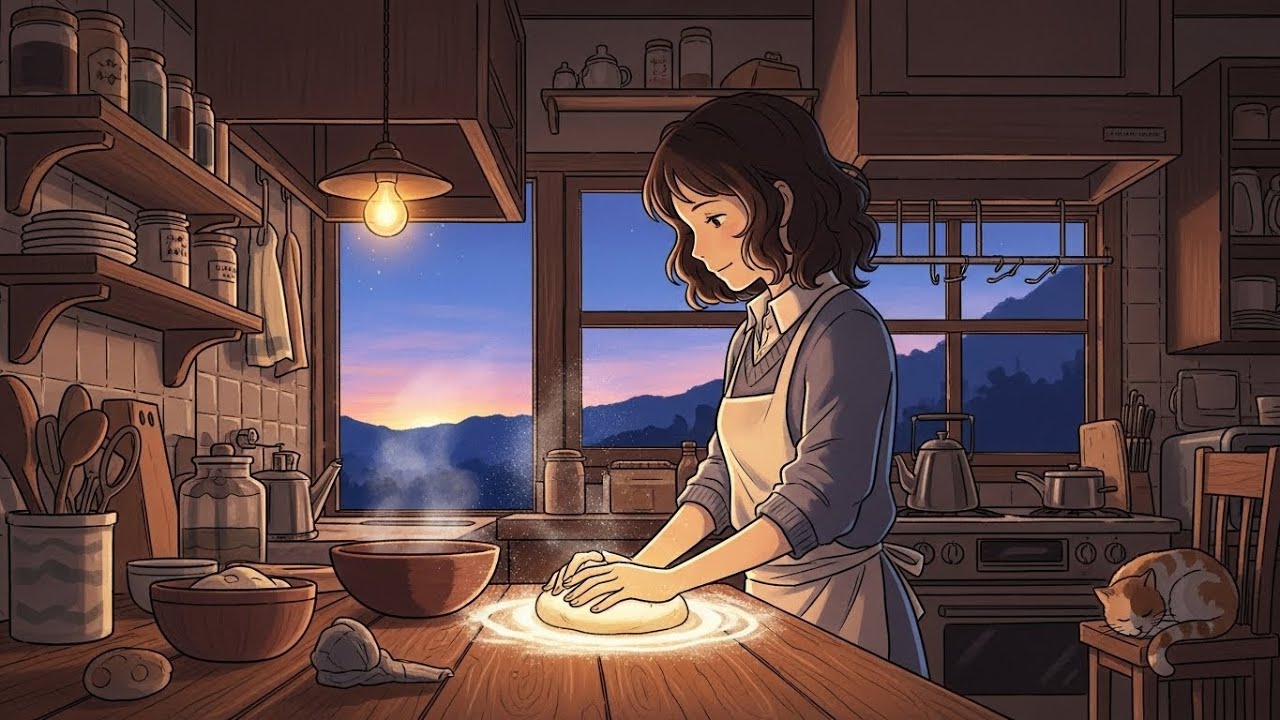 Baking Bread Before Sunrise  A Quiet Morning of Warm Light and Home