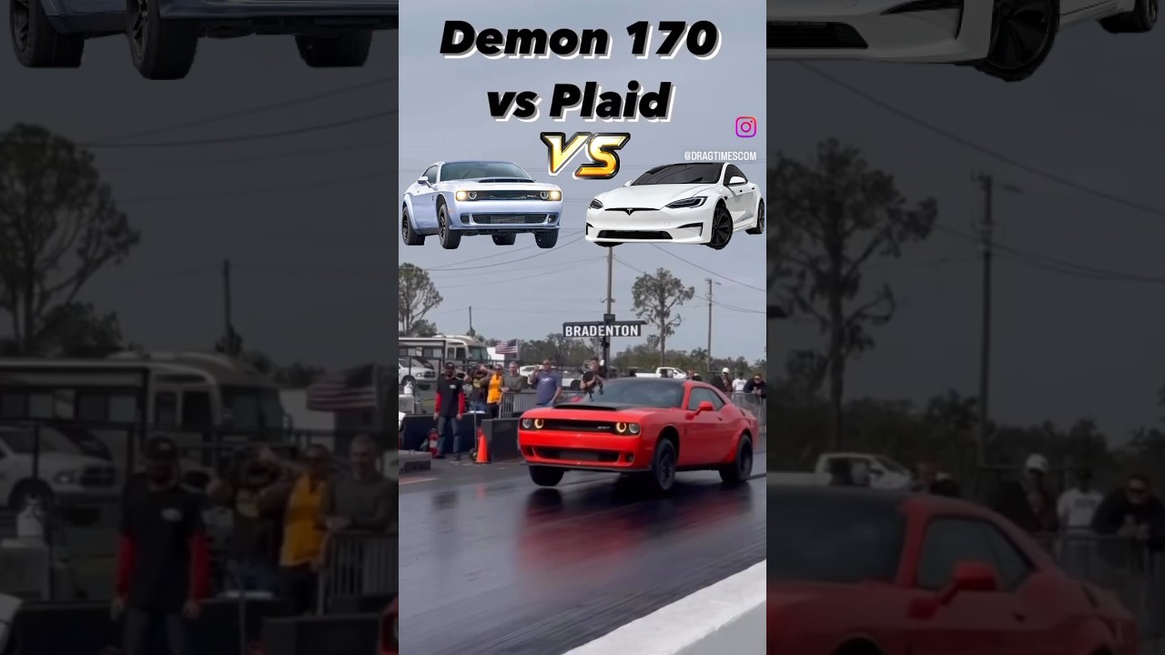 Tesla Plaid VS Challanger Demon 170 ( the fastest production car in 1/4 according to dodge)