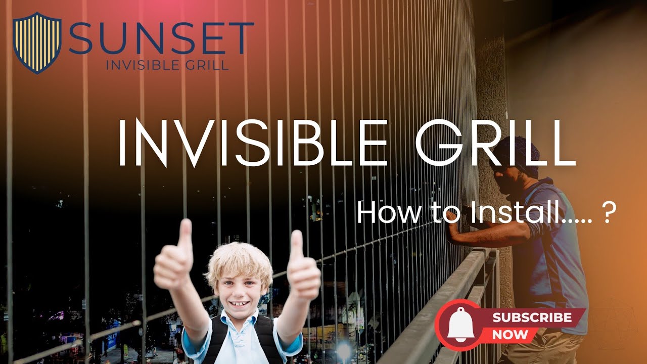 How to install Sunset invisible Grill : Call Us 9951414927 #safetygrillsforbalcony #invisiblegrill
