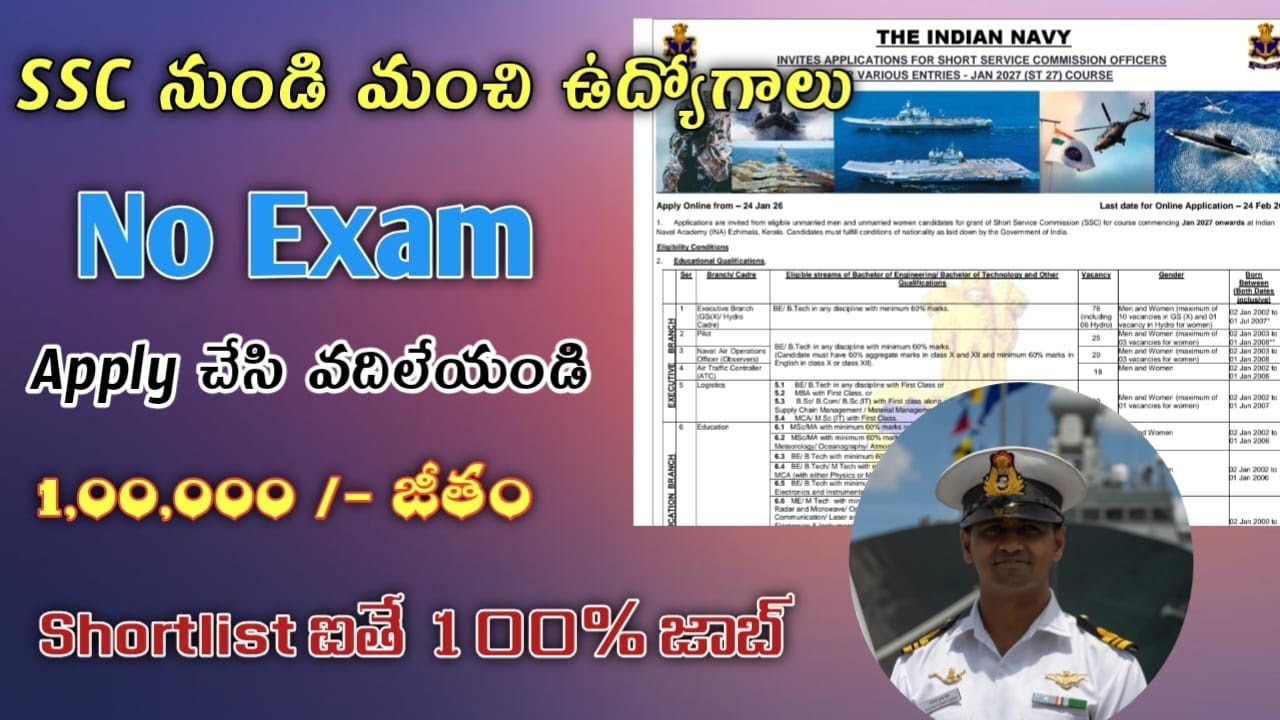 NAVY లో పేర్మినెంట్ ఉద్యోగాలు SSC Jobs 2026 || NO EXAM Bala Tech Telugu
