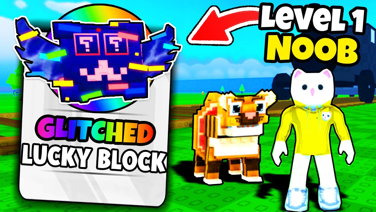 Starting Over As NOOB With GLITCHED Lucky Blocks In Chase Train For Brainrots