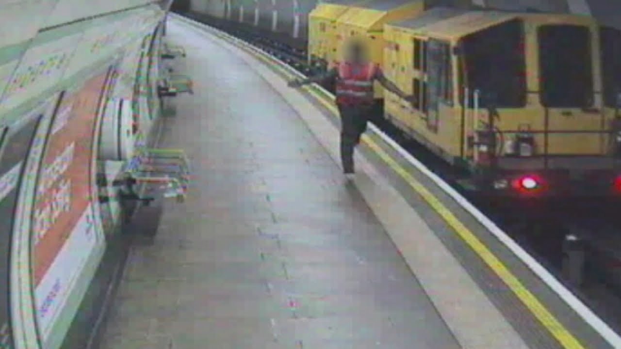 CCTV shows tube worker jumping from runaway train in London